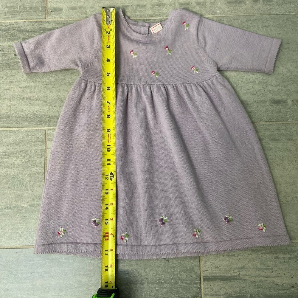 Maina A-Line Floral Embroidered Cotton Baby Dress Lavender 3-6 Months - Picture 7 of 9